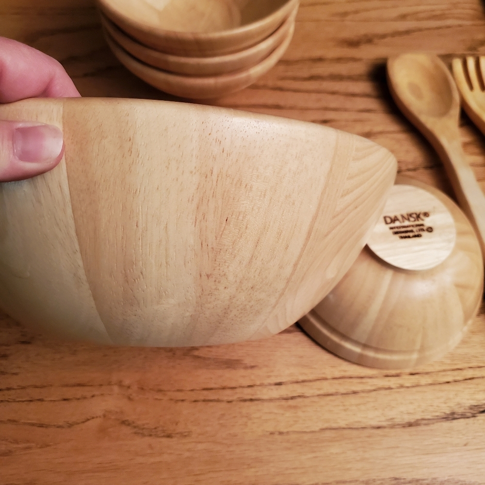 Dansk Wooden Salad Bowl Set for 4